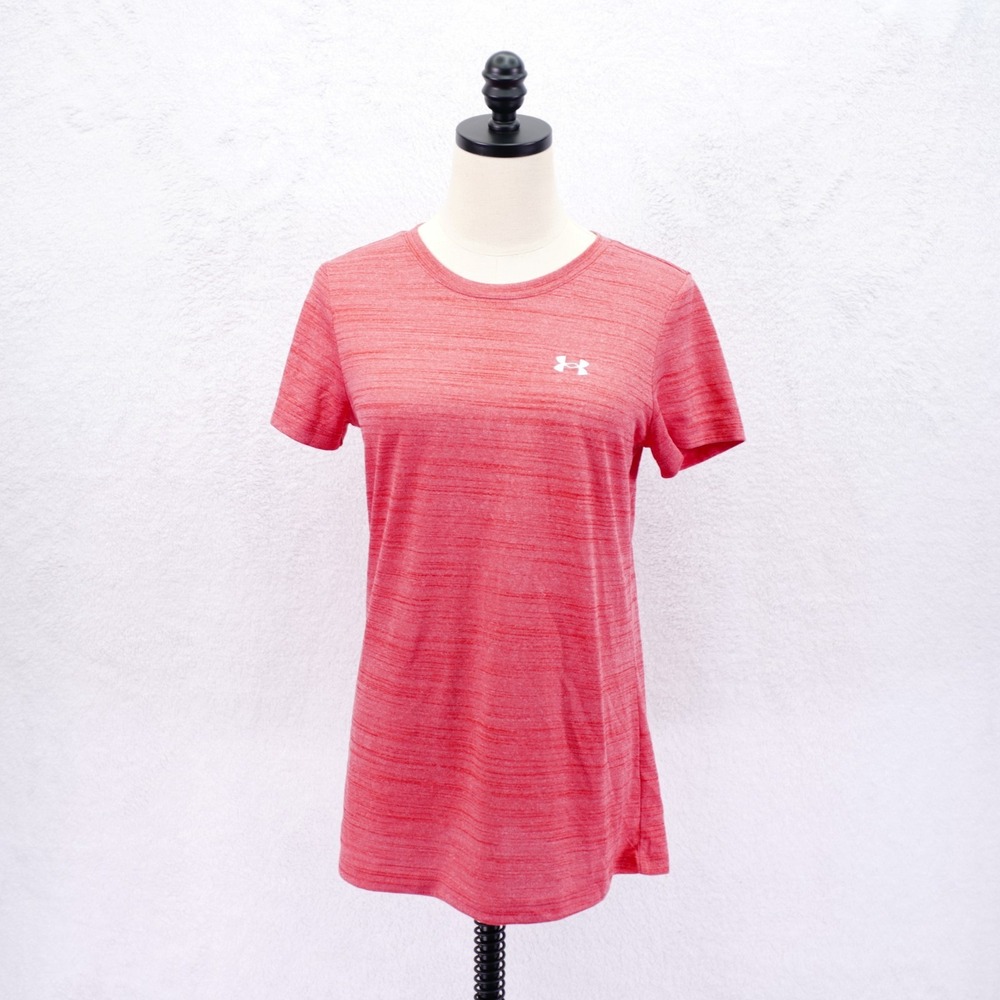 Under Armor‎ Loose Heather Pink Flex Fit Small Short Sleeved Shirt Crew Neck